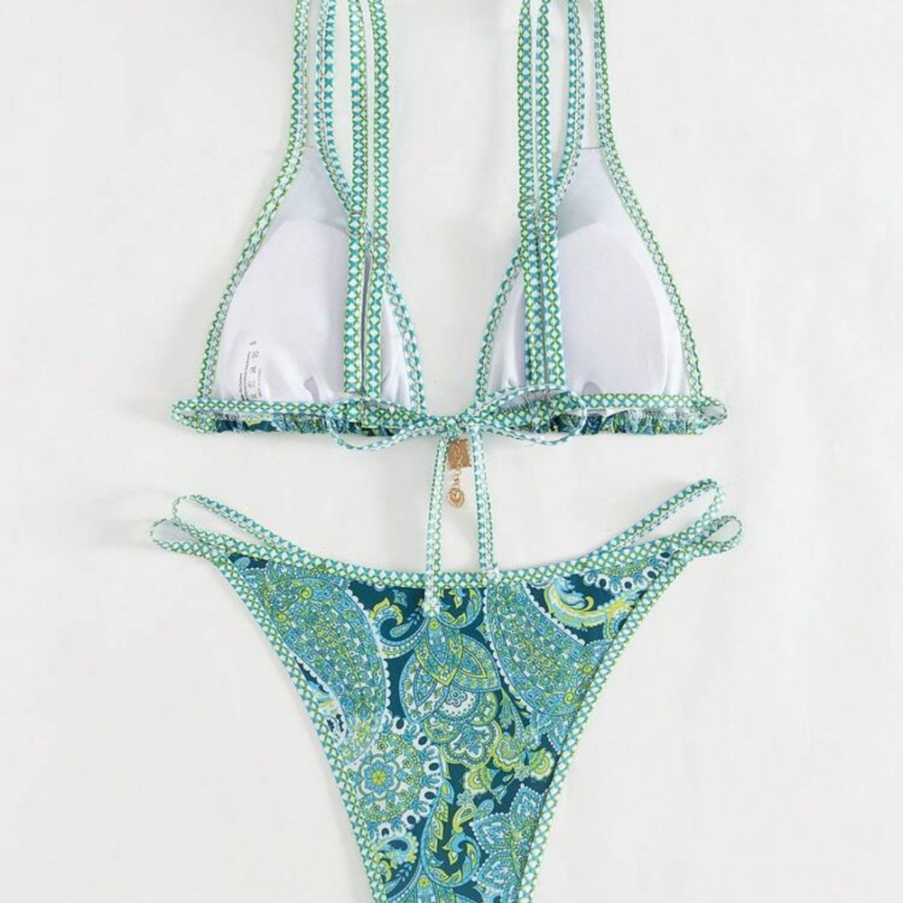 Rebellious Rose Turquoise Bikini View 3